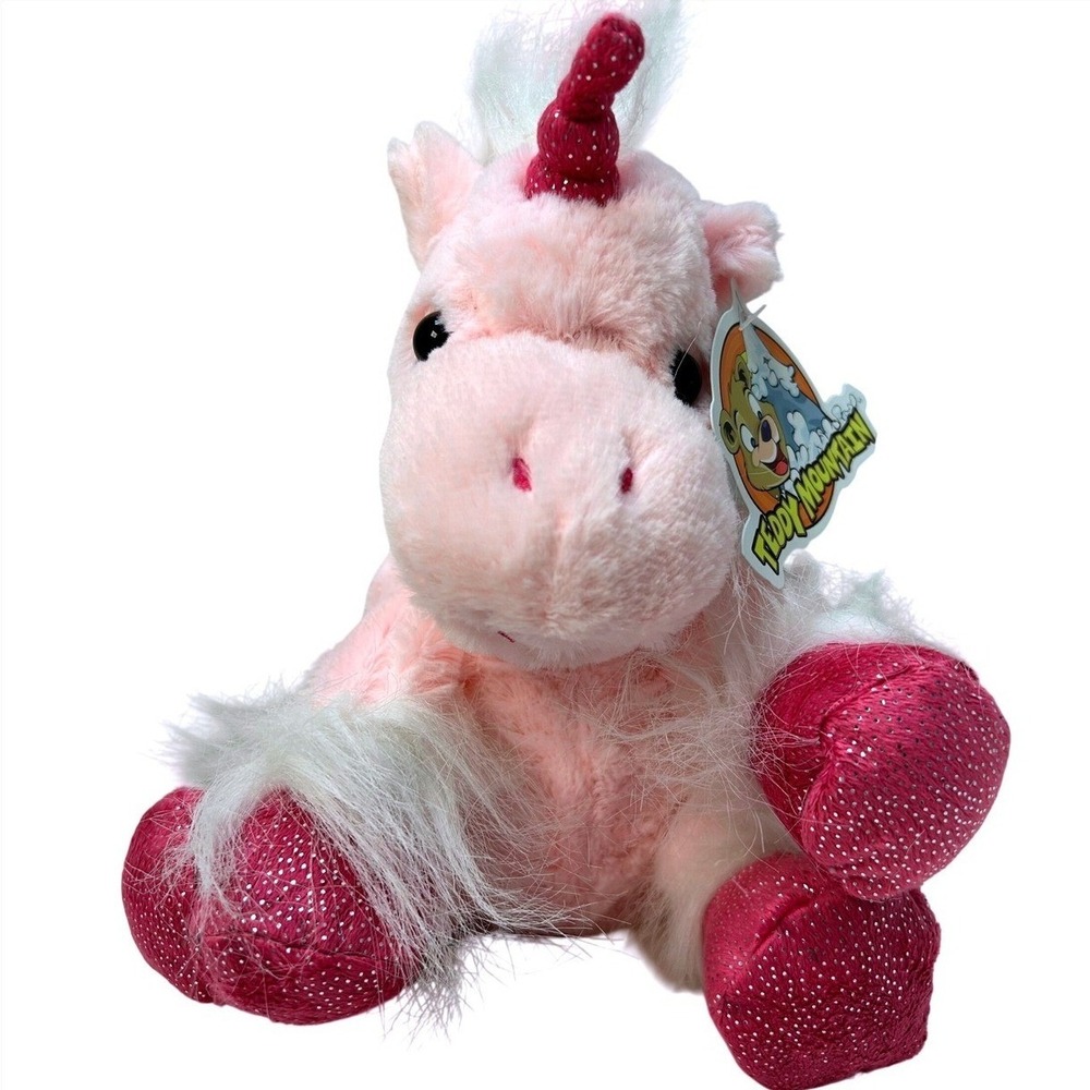 Teddy Mountain Star the Unicorn 8 Inch Pink Plush Stuffed Animal Sparkle Hooves‎